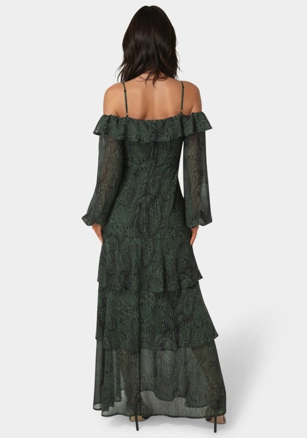 bebe2150_evergreen_3_0719b9b0-65b4-4d9f-8774-0bf382c5581c Long Sleeve Off the Shoulder Tiered Maxi Dress