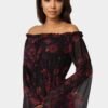 bebe2151_dark-red_4_c159070c-a7c0-4584-b3c6-3df7db5fc9bb Off the Shoulder Bell Sleeve Maxi Dress